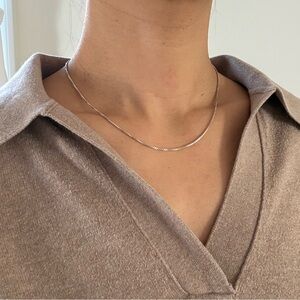 Vintage Vior 925 Stamped Sterling Silver 1mm Dainty Box Chain Necklace 16 In